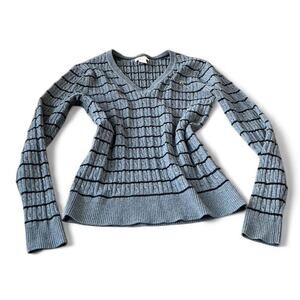 Vintage U.S. Polo Assn. Gray & Black Cable Knit V-Neck Sweater – Size S